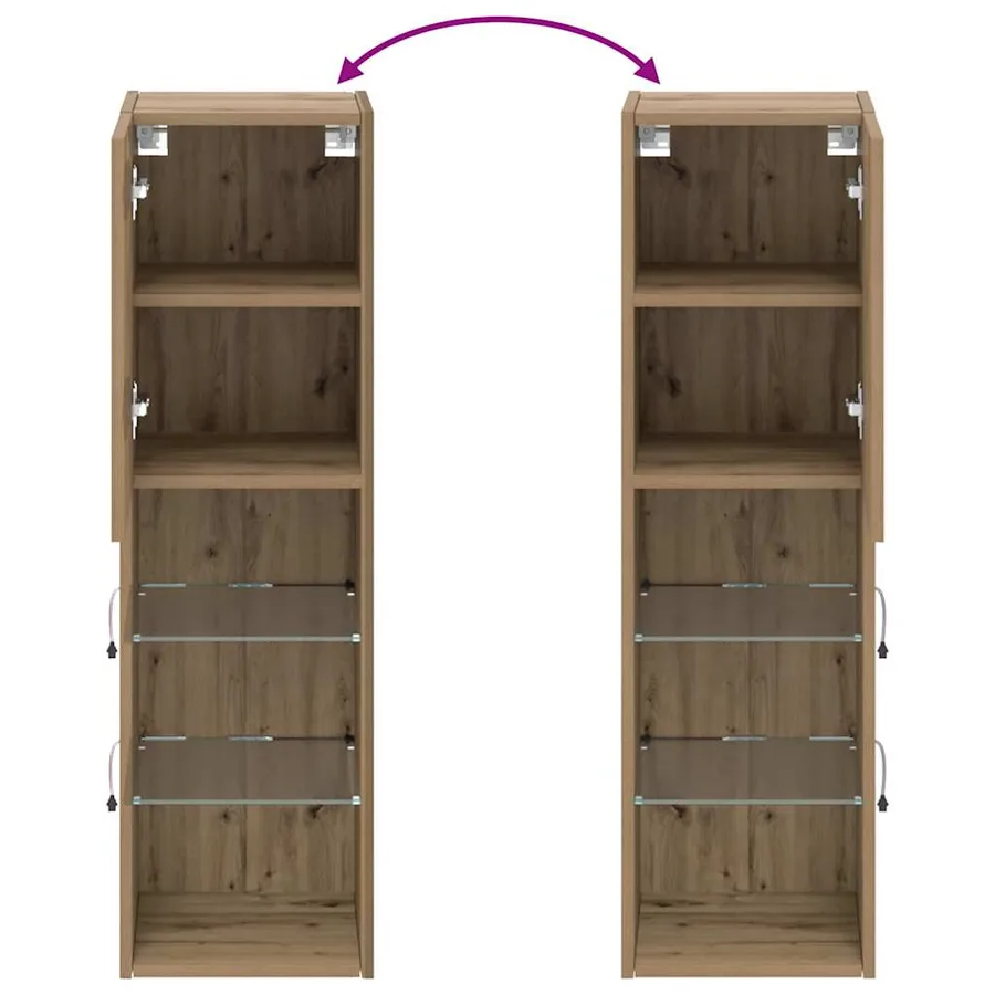 Meuble TV avec lumières LED chêne artisanal 30,5x30x102 cm - 10