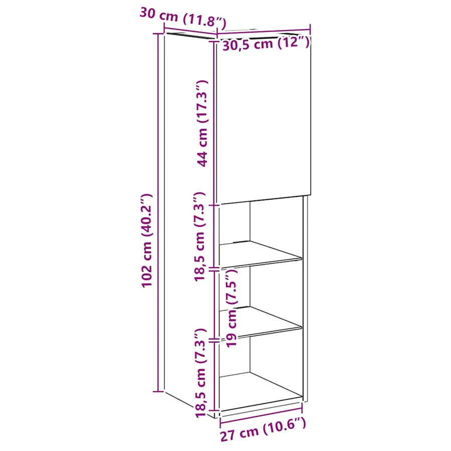 Meuble TV avec lumières LED chêne artisanal 30,5x30x102 cm - 18