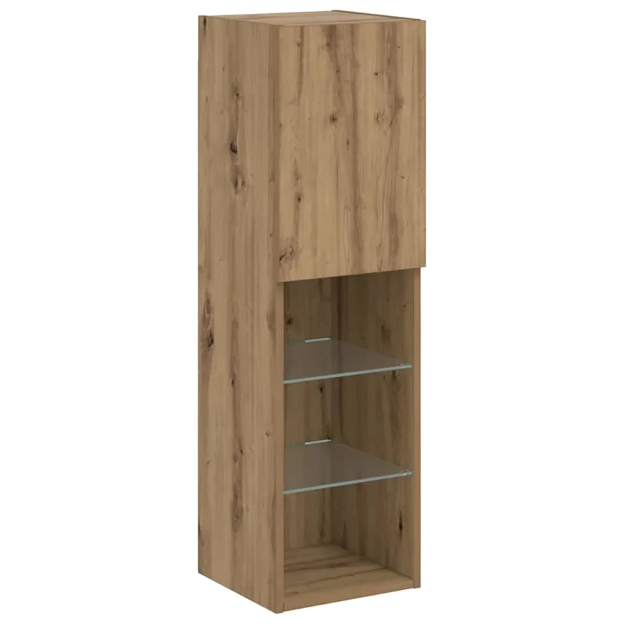 Meuble TV avec lumières LED chêne artisanal 30,5x30x102 cm - 3