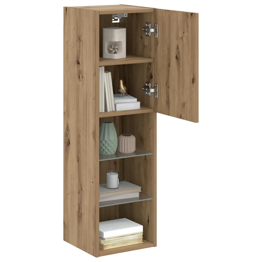 Meuble TV avec lumières LED chêne artisanal 30,5x30x102 cm - 5