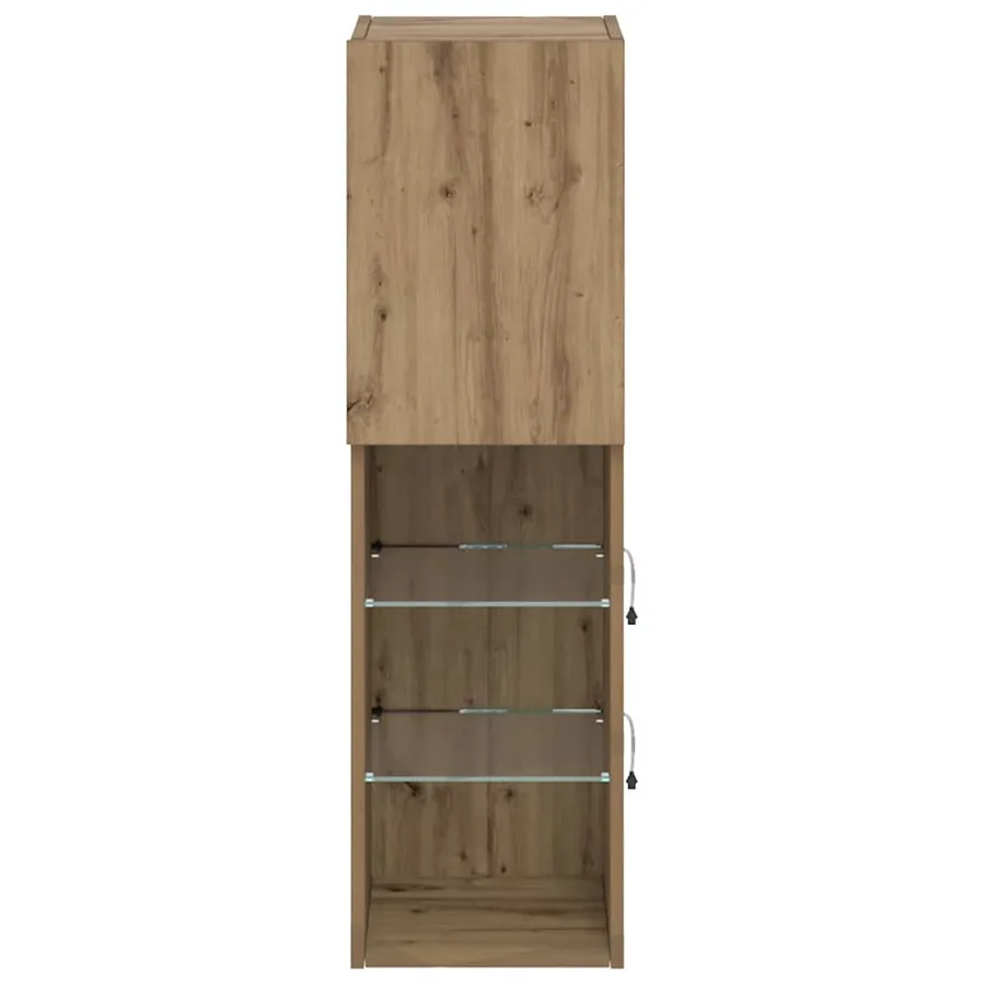 Meuble TV avec lumières LED chêne artisanal 30,5x30x102 cm - 6