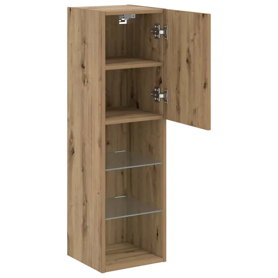 Meuble TV avec lumières LED chêne artisanal 30,5x30x102 cm - 7