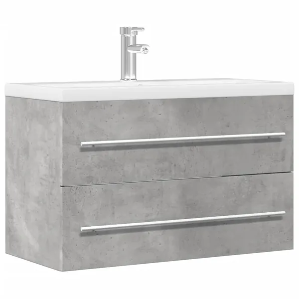 Armoire de lavabo gris béton 80x38,5x48 cm bois ingénierie