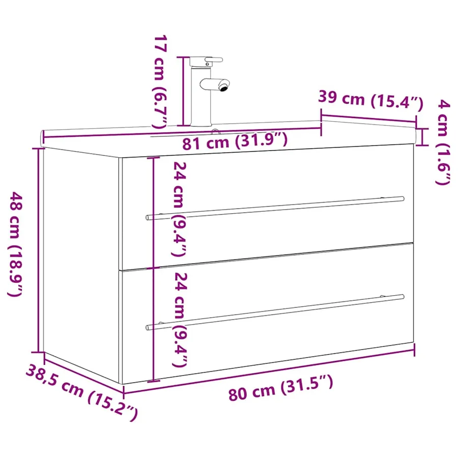 Ensemble de meubles de salle de bain 2 pcs chêne sonoma - 10