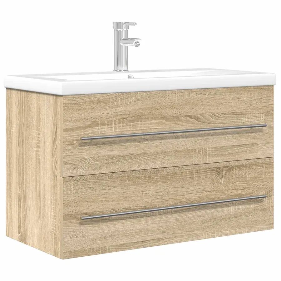 Ensemble de meubles de salle de bain 2 pcs chêne sonoma - 2
