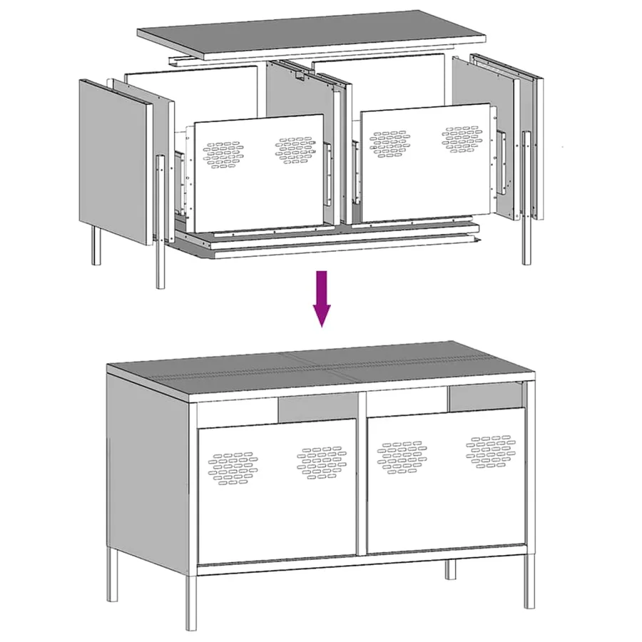 Meuble TV rose 68x39x43,5 cm acier laminé à froid - 9