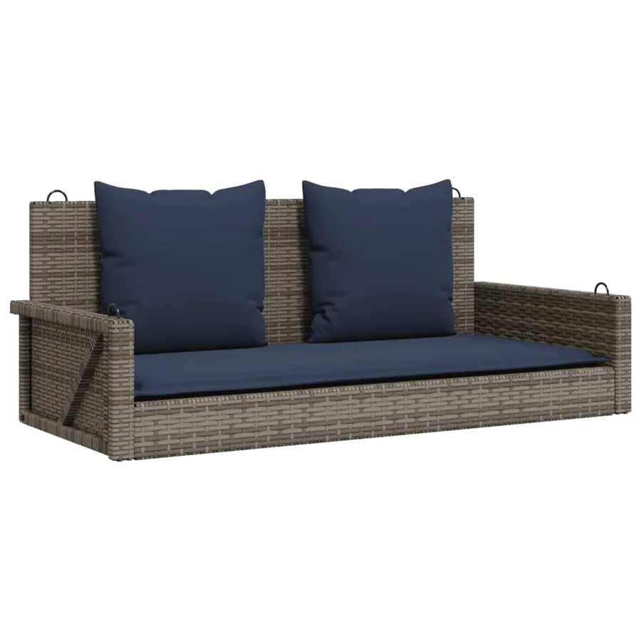 Banc à bascule avec coussins Gris 119 x 56 x 48 cm Résine tressée - 2