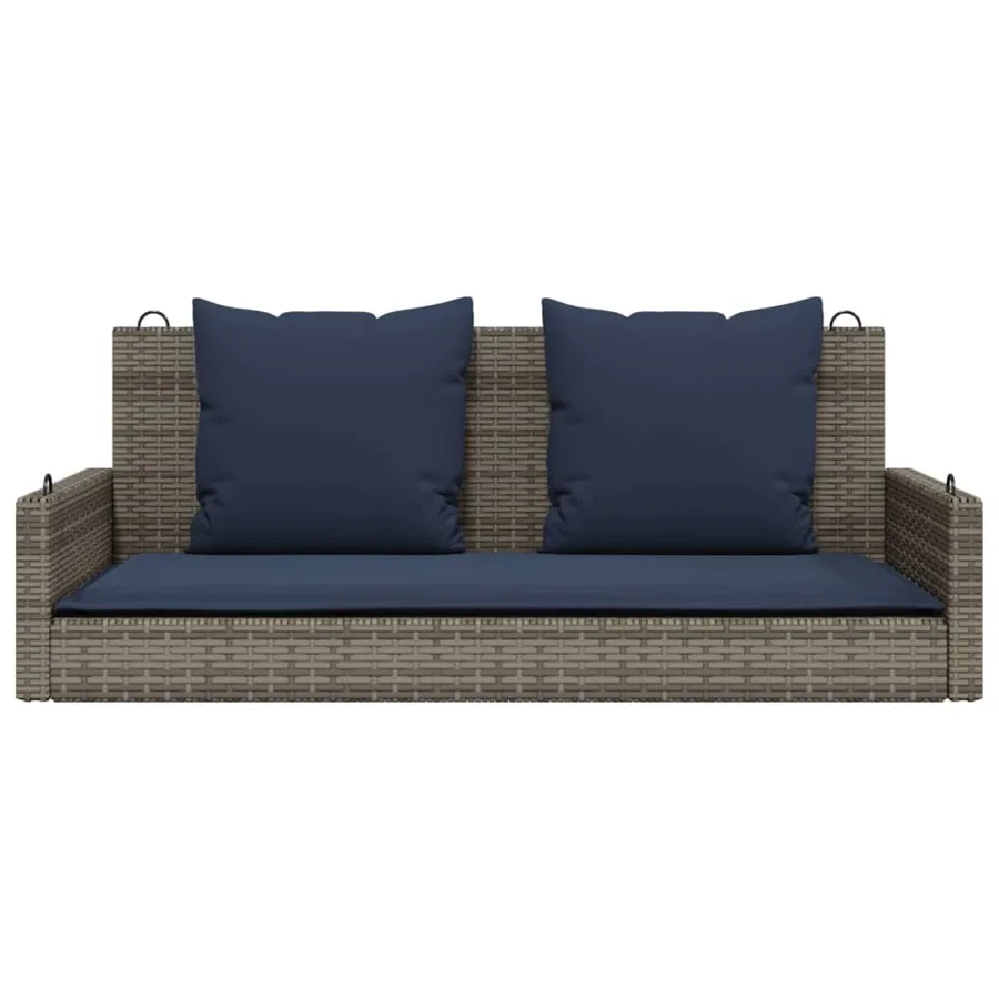 Banc à bascule avec coussins Gris 119 x 56 x 48 cm Résine tressée - 4