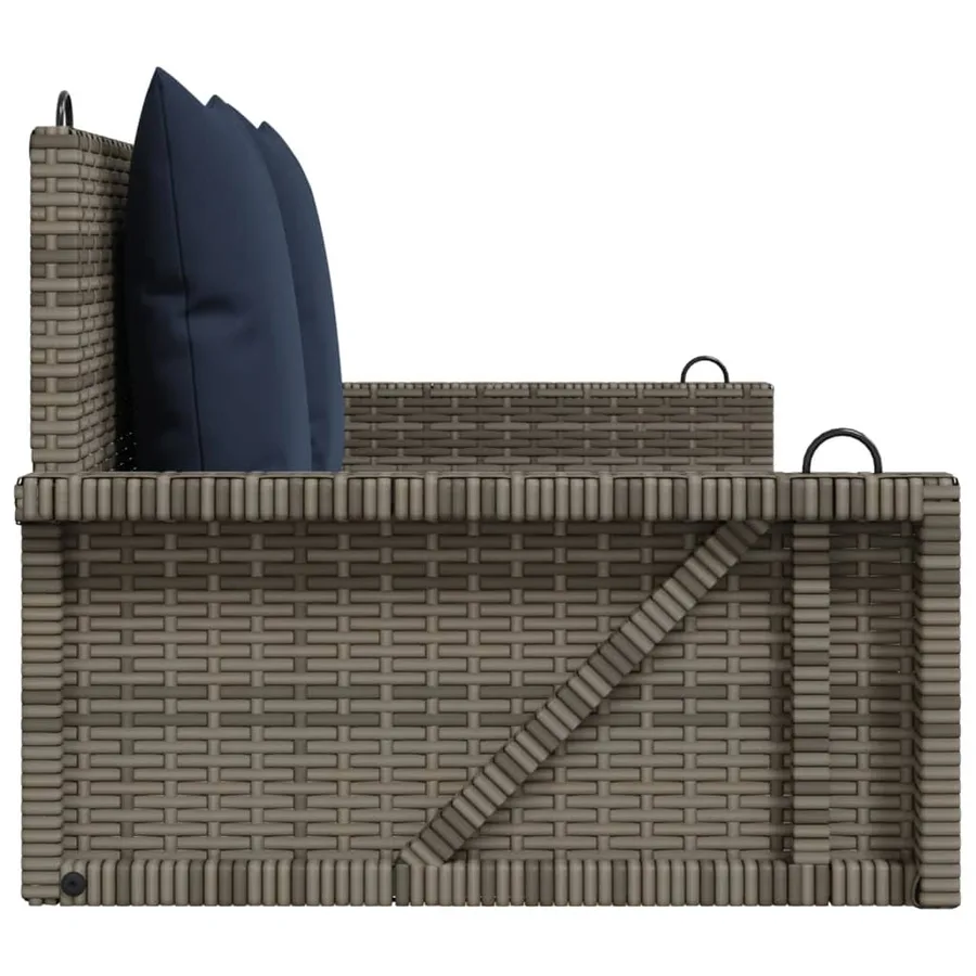 Banc à bascule avec coussins Gris 119 x 56 x 48 cm Résine tressée - 5