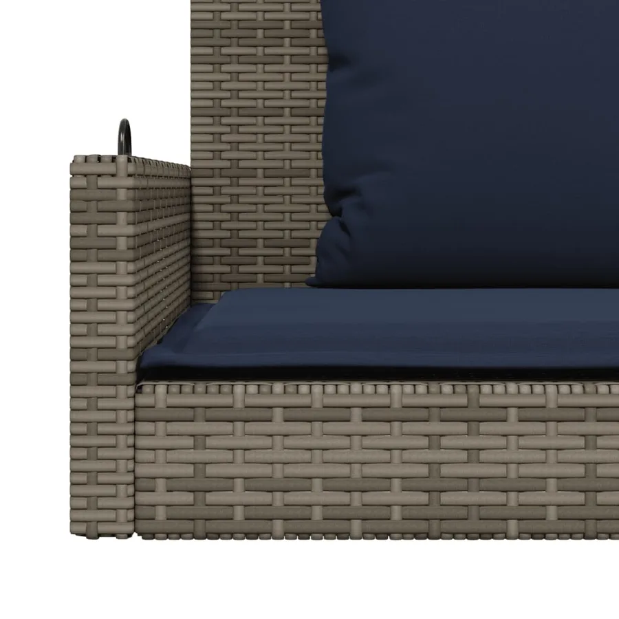 Banc à bascule avec coussins Gris 119 x 56 x 48 cm Résine tressée - 8