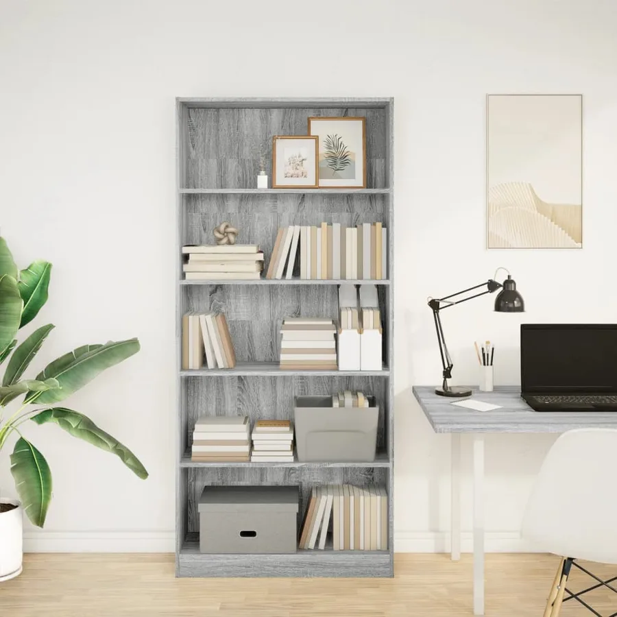 Bibliothèque sonoma gris 80x24x176 cm bois d'ingénierie - 3