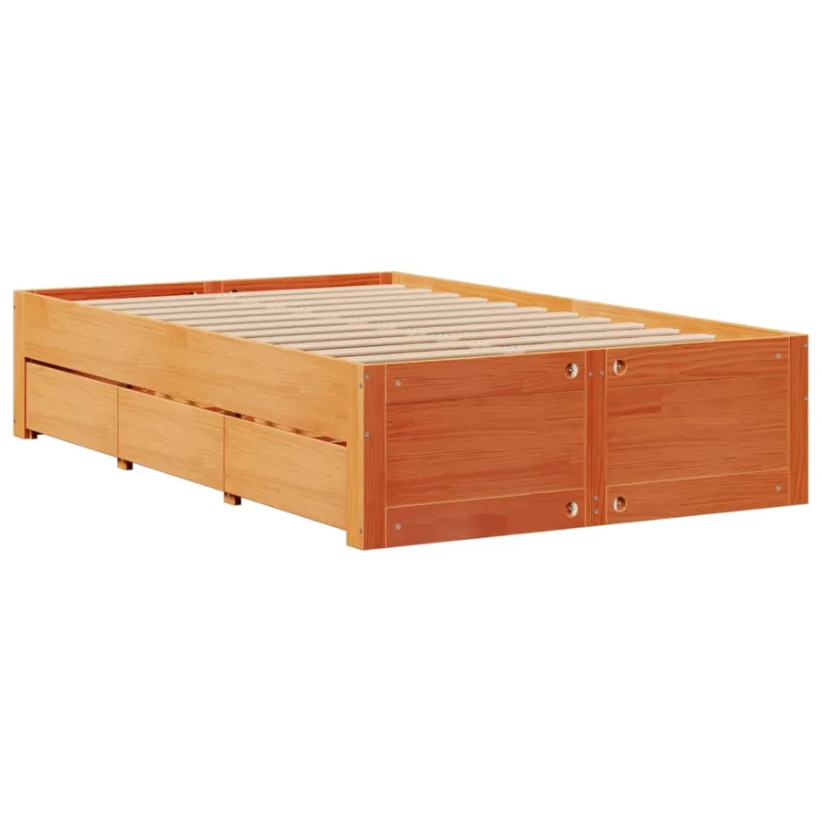 Cadre de lit sans matelas avec tiroirs 135x190 cm bois de pin - 3