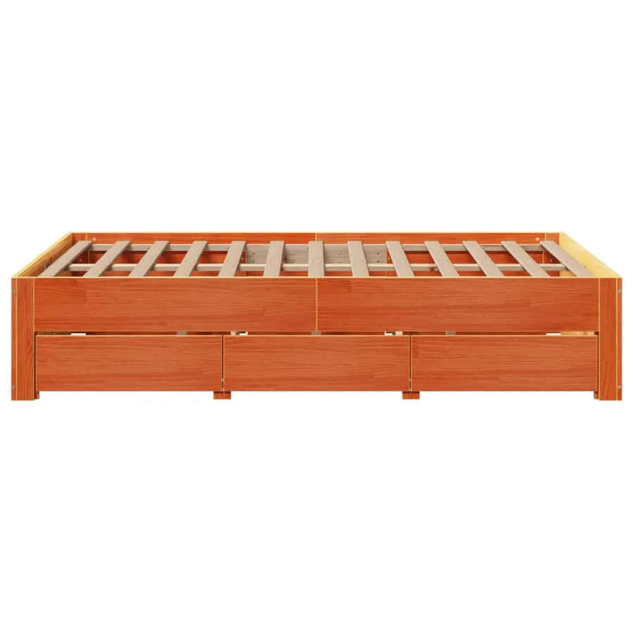 Cadre de lit sans matelas avec tiroirs 135x190 cm bois de pin - 5