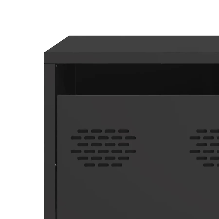 Meuble TV noir 68x50x43,5 cm acier laminé à froid - 11