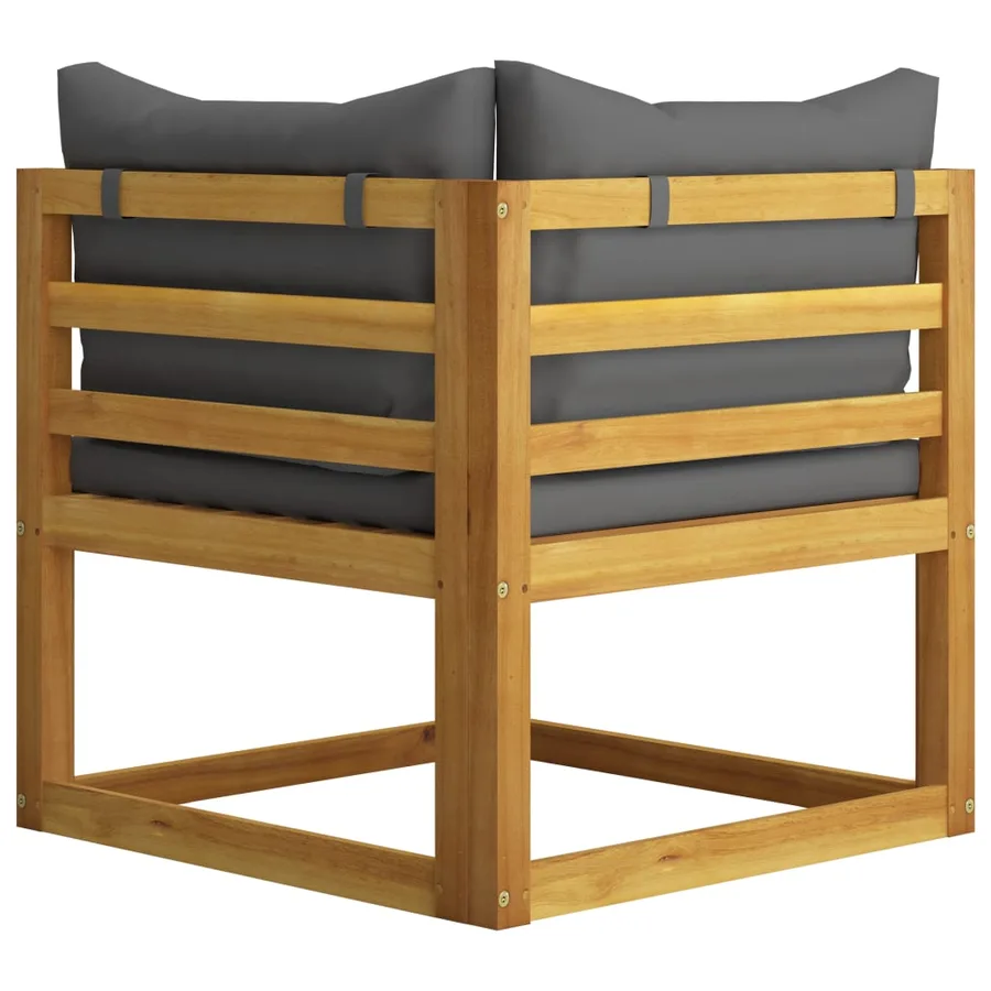 Salon de jardin 6 pcs avec coussin Bois d'acacia solide - 7