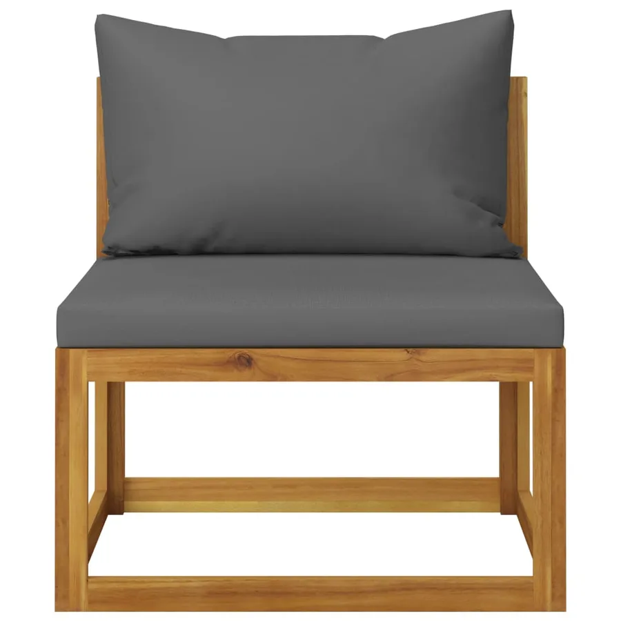 Salon de jardin 6 pcs avec coussin Bois d'acacia solide - 9