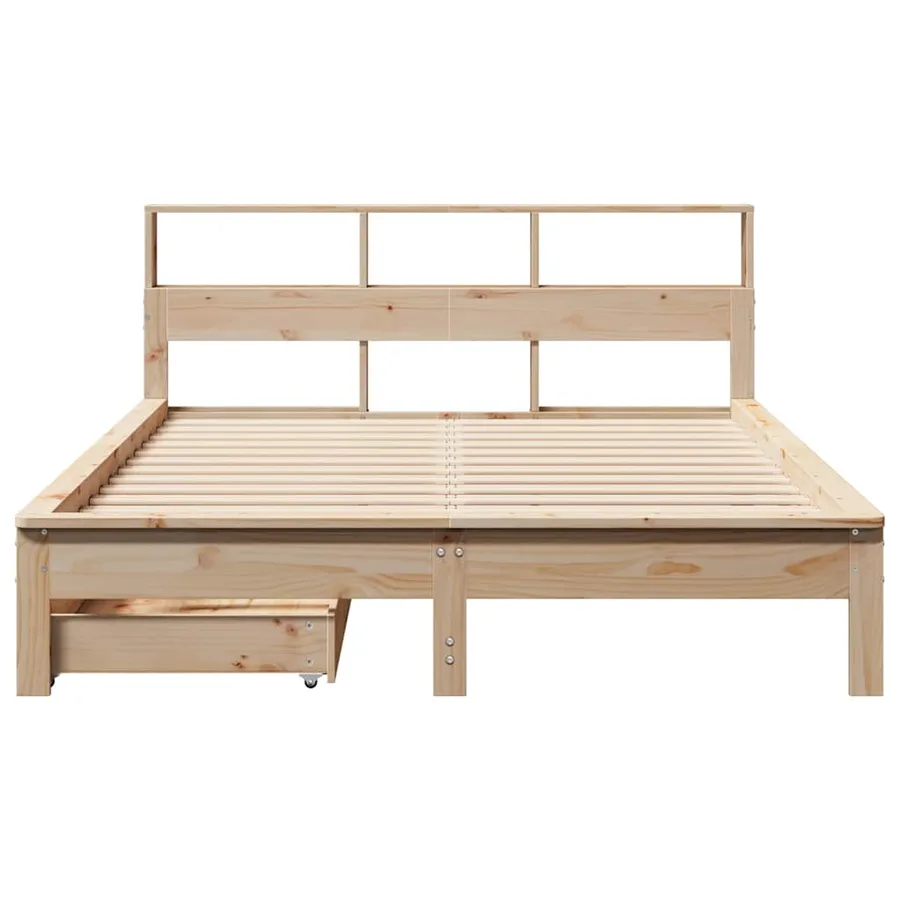 Lit bibliothèque sans matelas 120x190 cm bois de pin massif - 4