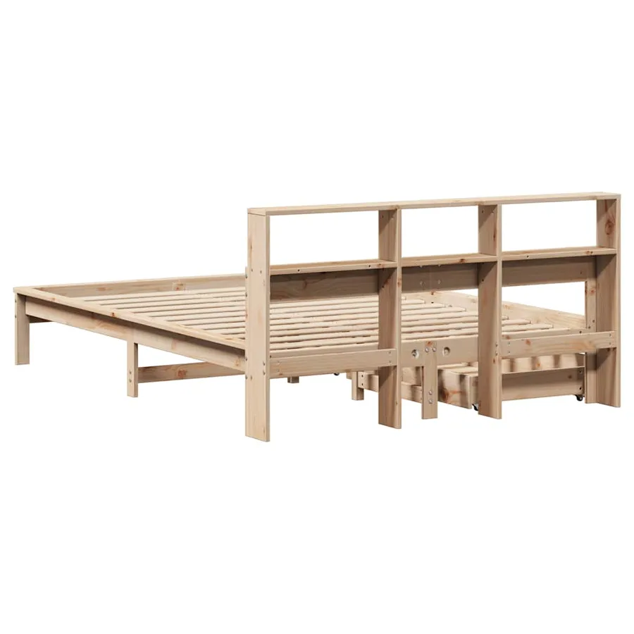 Lit bibliothèque sans matelas 150x200 cm bois massif de pin - 6