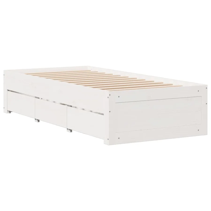 Lit bibliothèque sans matelas blanc 75x190cm bois de pin massif - 6