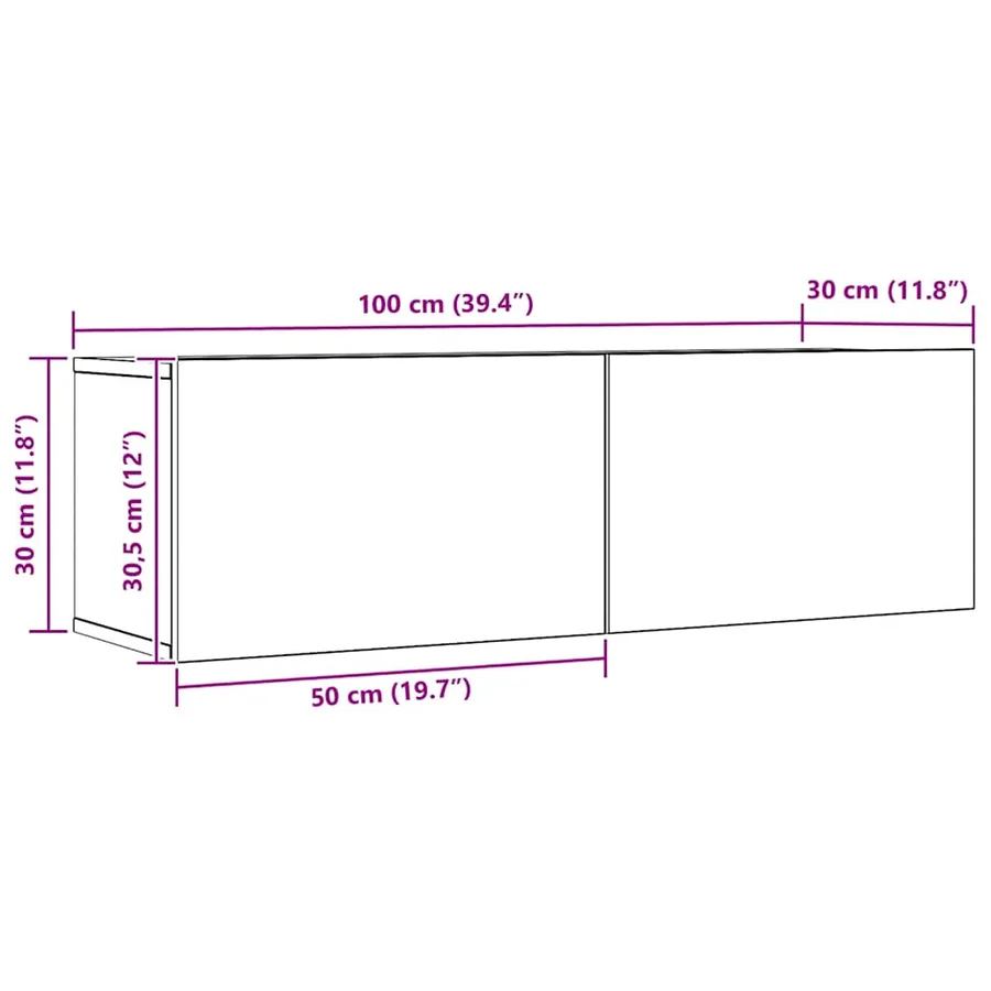 Meubles TV muraux 2 pcs chêne artisanal 100x30x30 cm - 10