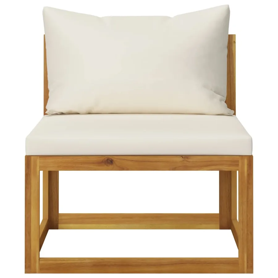 Canapé de jardin à 4 places avec coussin Crème Bois d'acacia - 9