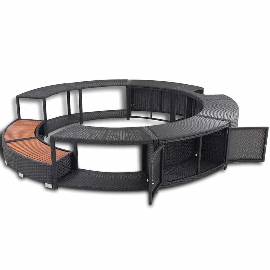 Hot tub surround black poly rattan - 6