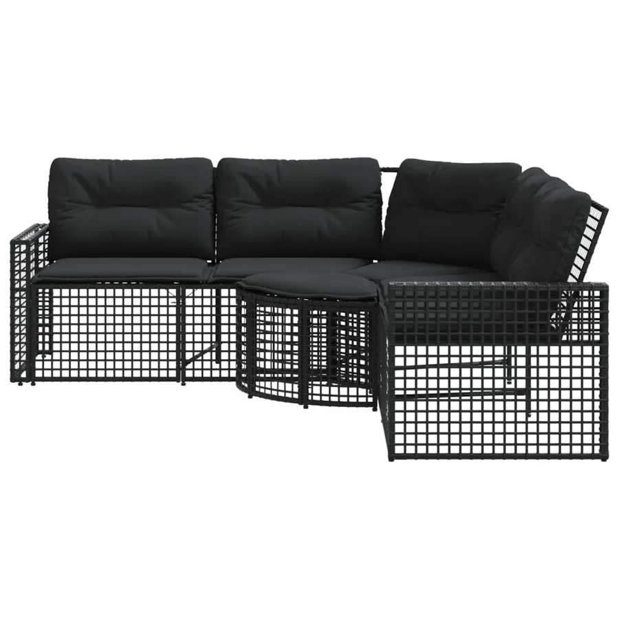Canapé de jardin et coussins et repose-pied en forme de L rotin - 3