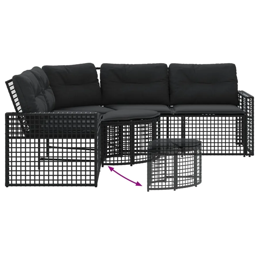 Canapé de jardin et coussins et repose-pied en forme de L rotin - 5