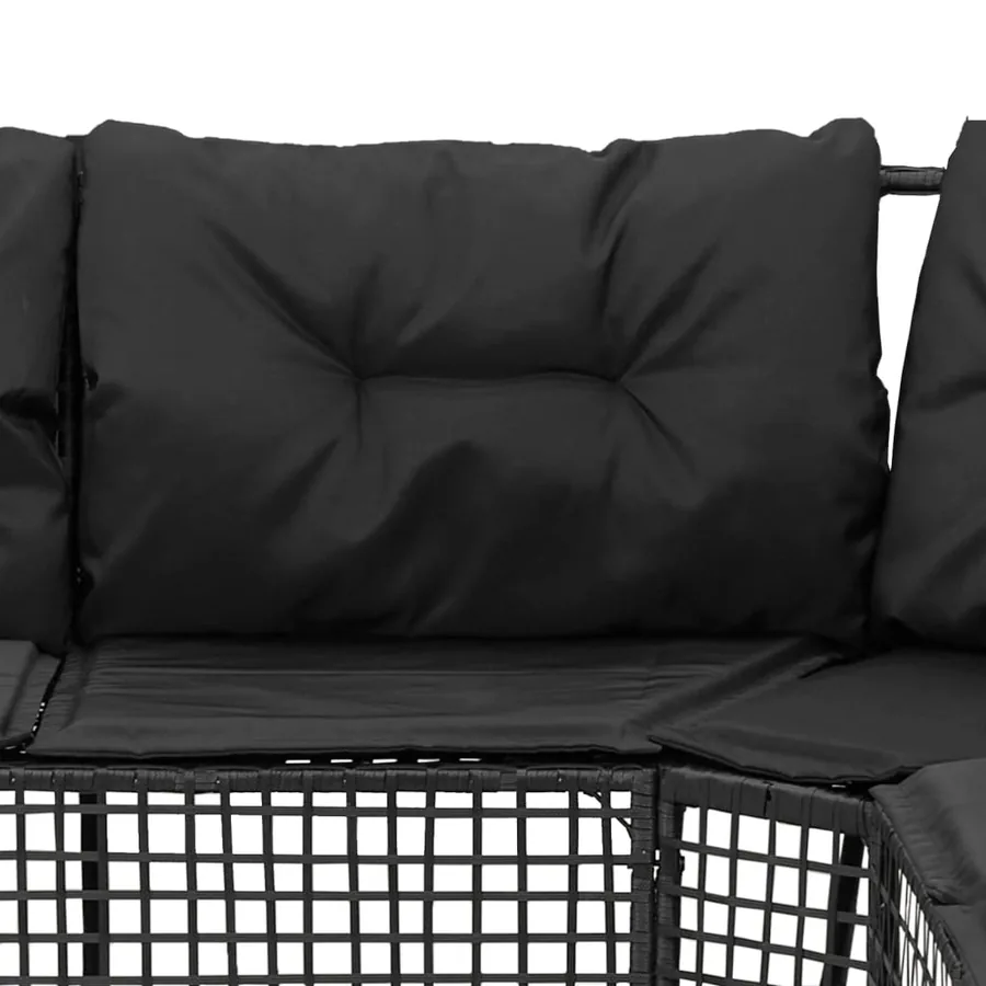 Canapé de jardin et coussins et repose-pied en forme de L rotin - 6
