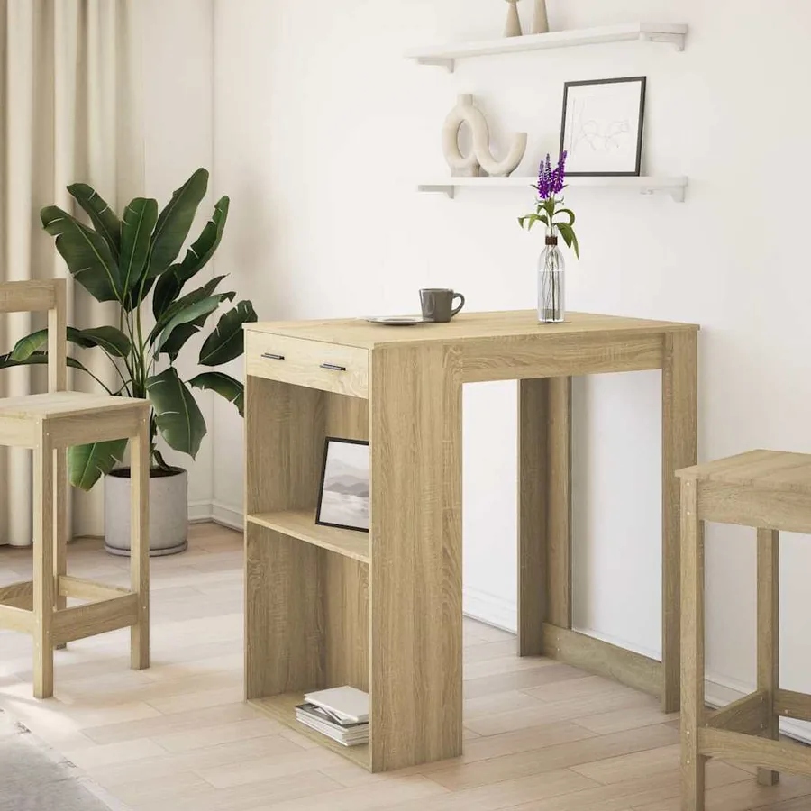 Table de bar chêne sonoma 102x70x103,5 cm bois d'ingénierie - 3
