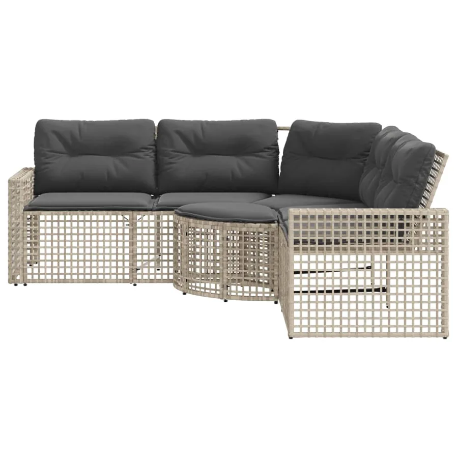 Canapé de jardin et coussins et repose-pied en forme de L rotin - 3