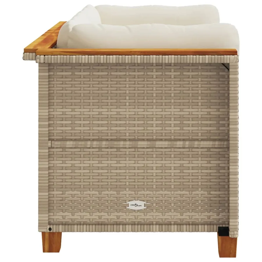 Canapés d'angle de jardin et coussins 2pcs beige résine tressée - 5