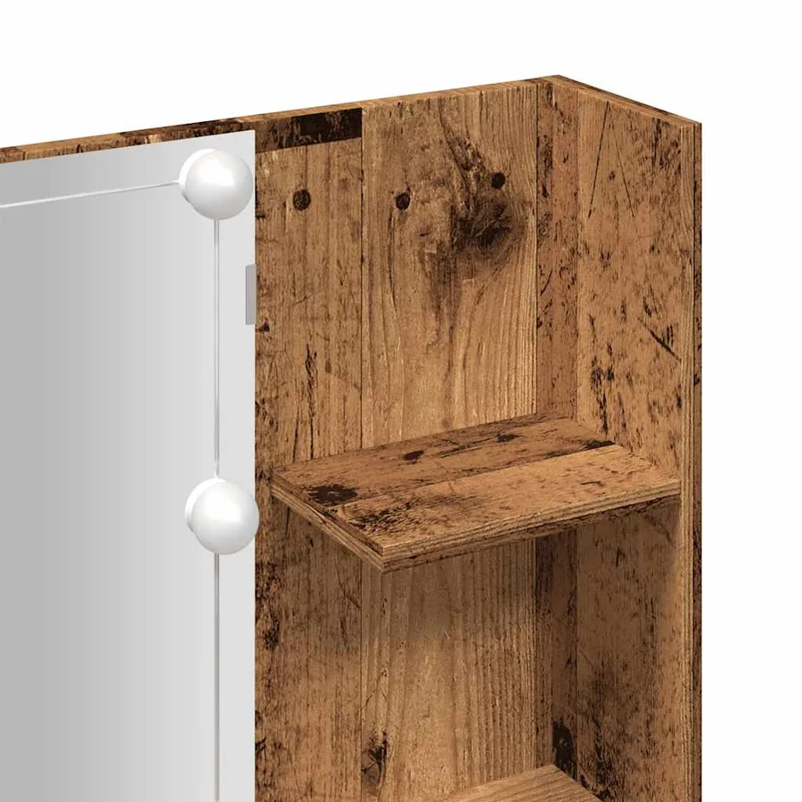 Coiffeuse avec LED vieux bois 60x40x140 cm - 12