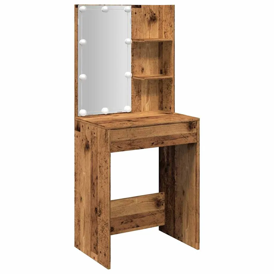 Coiffeuse avec LED vieux bois 60x40x140 cm - 2