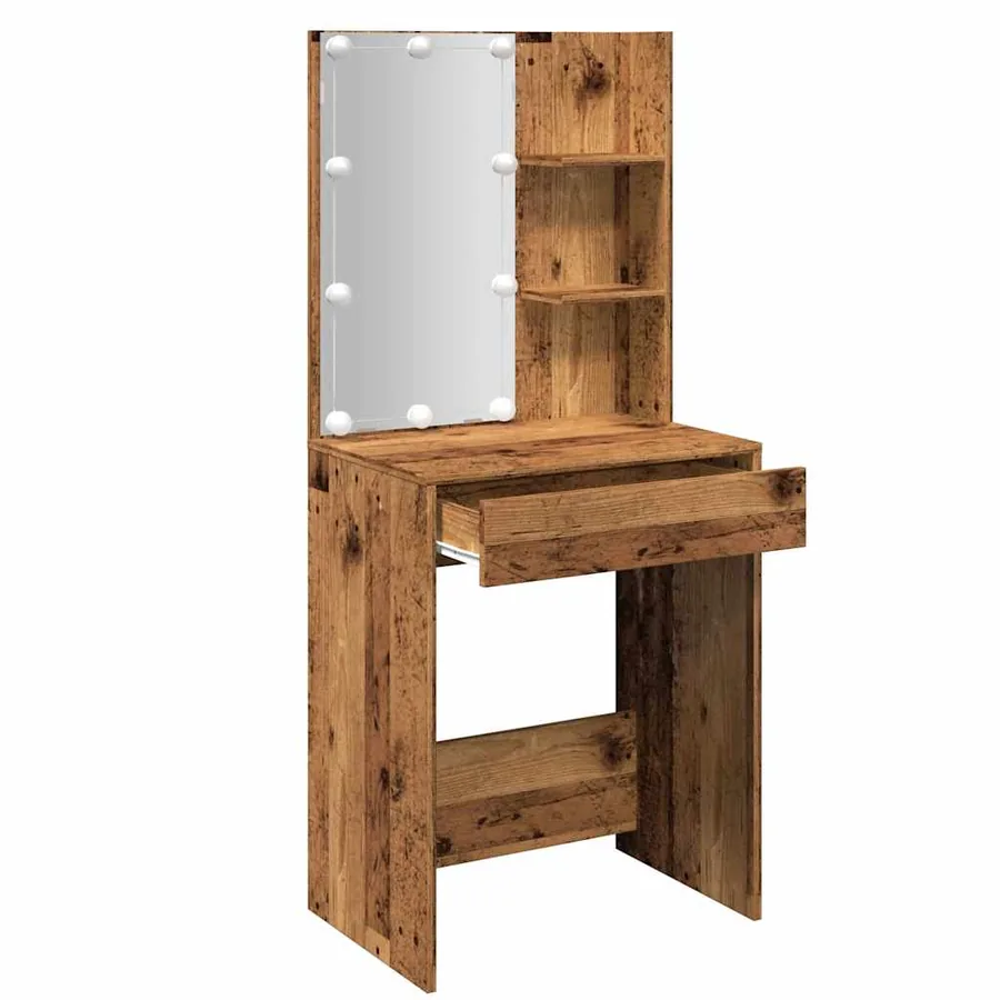 Coiffeuse avec LED vieux bois 60x40x140 cm - 5