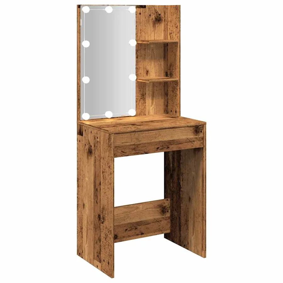 Coiffeuse avec LED vieux bois 60x40x140 cm - 7
