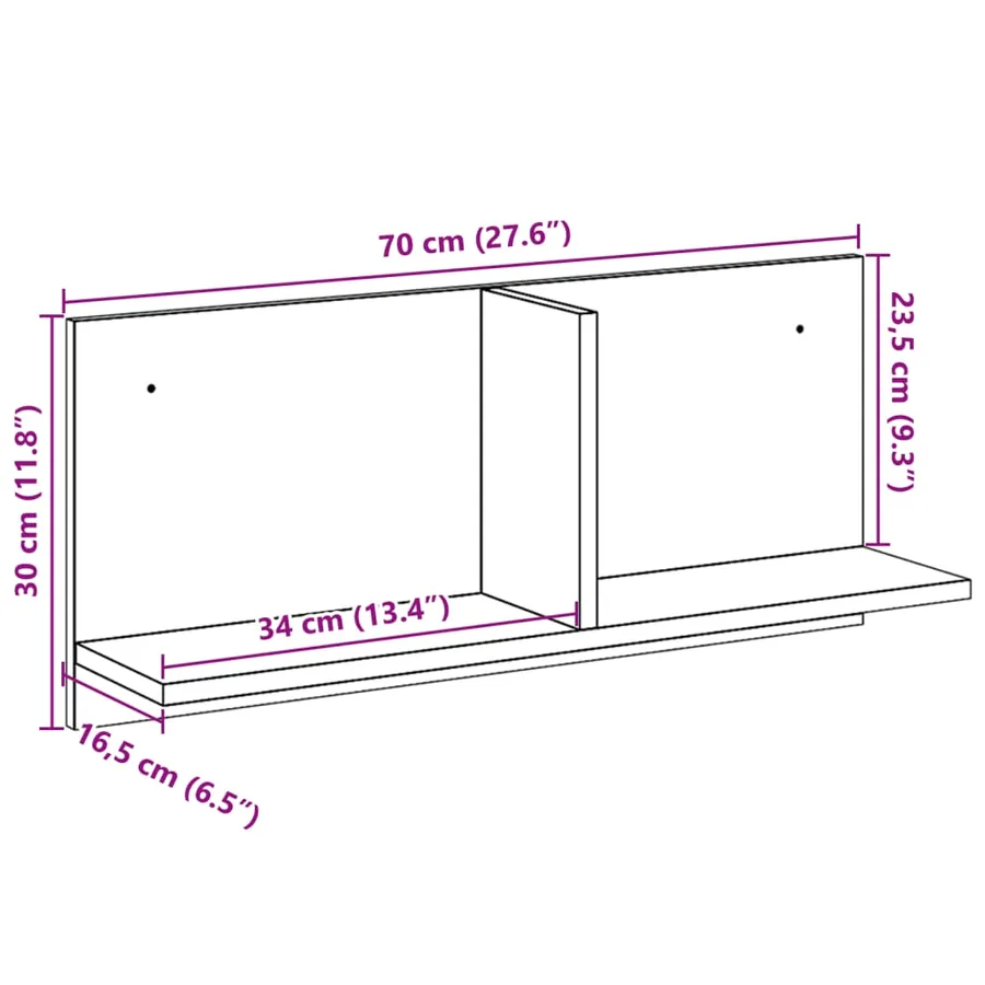 Armoire murale 70x16,5x30 cm chêne sonoma bois d'ingénierie - 9