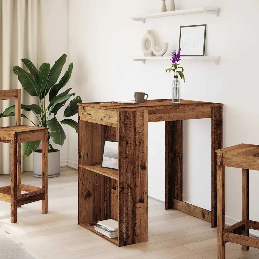 Table de bar vieux bois 102x70x103,5 cm bois d'ingénierie - 3