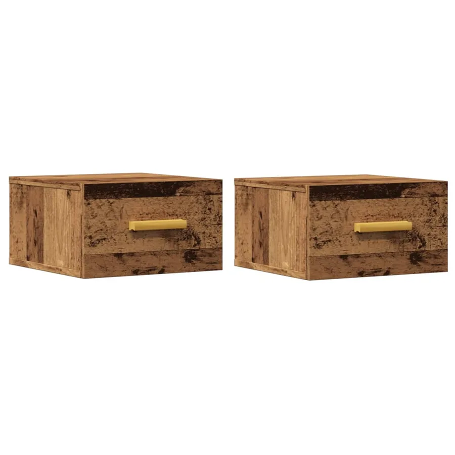 Tables de chevet murales 2 pcs vieux bois 35x35x20 cm - 2