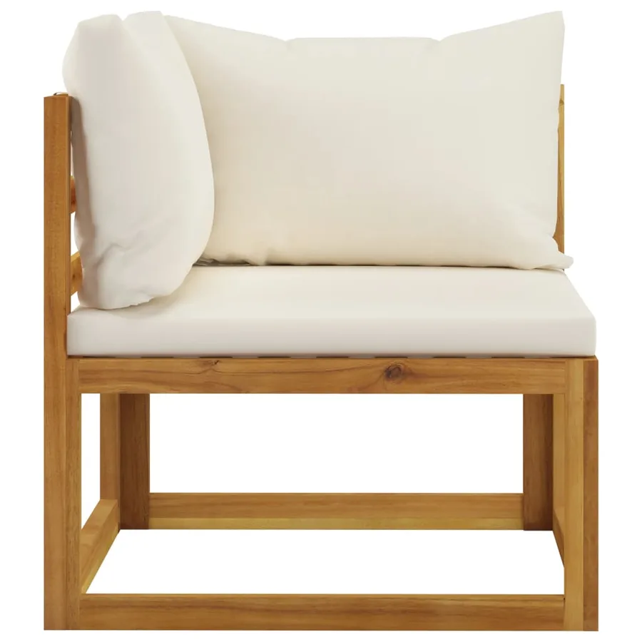 Salon de jardin 7 pcs avec coussin Crème Bois d'acacia solide - 6