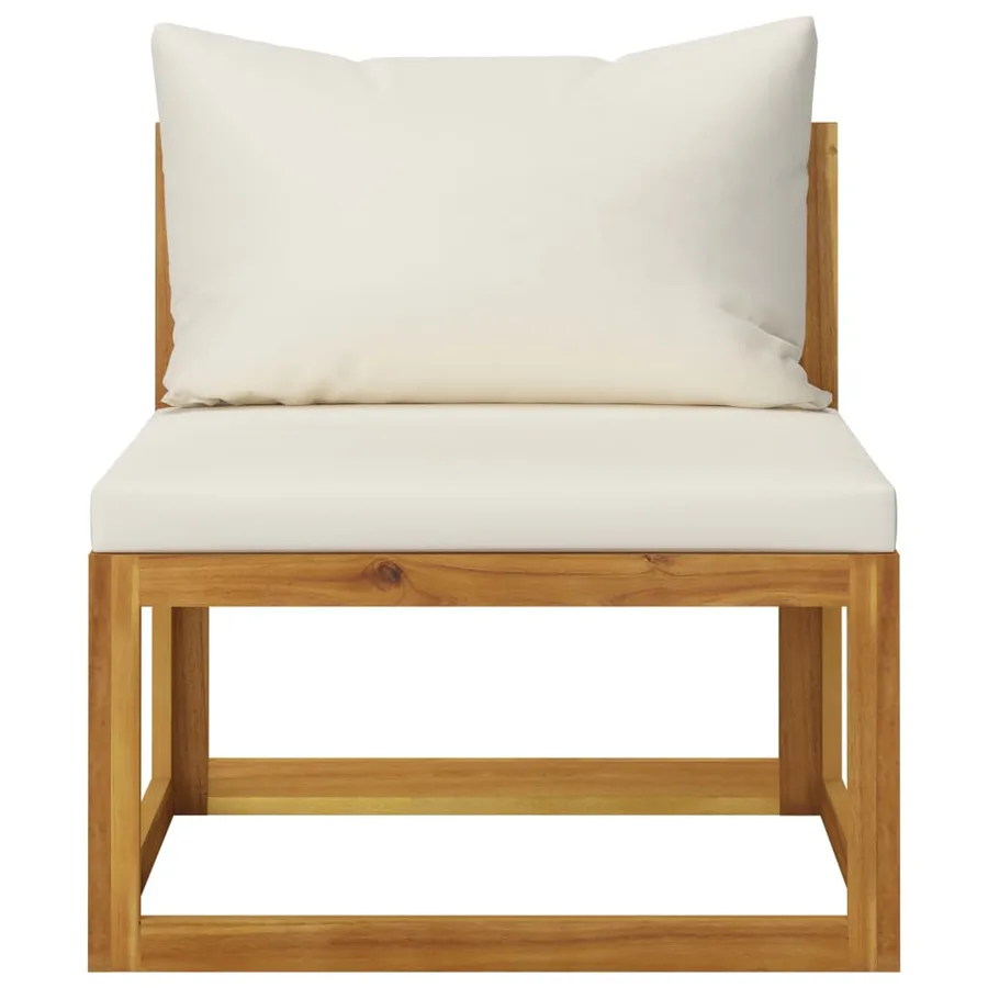 Salon de jardin 7 pcs avec coussin Crème Bois d'acacia solide - 9