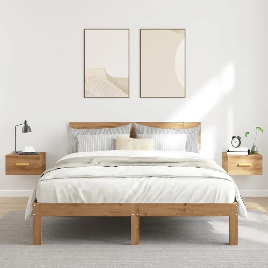 Tables de chevet murales 2 pcs chêne artisanal 35x35x20 cm - 3
