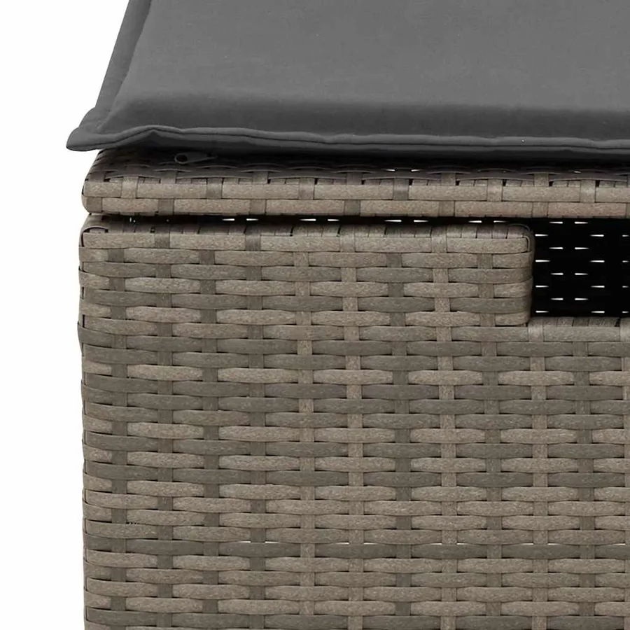 Salon de jardin 8 pcs avec coussins gris résine tressée - 12