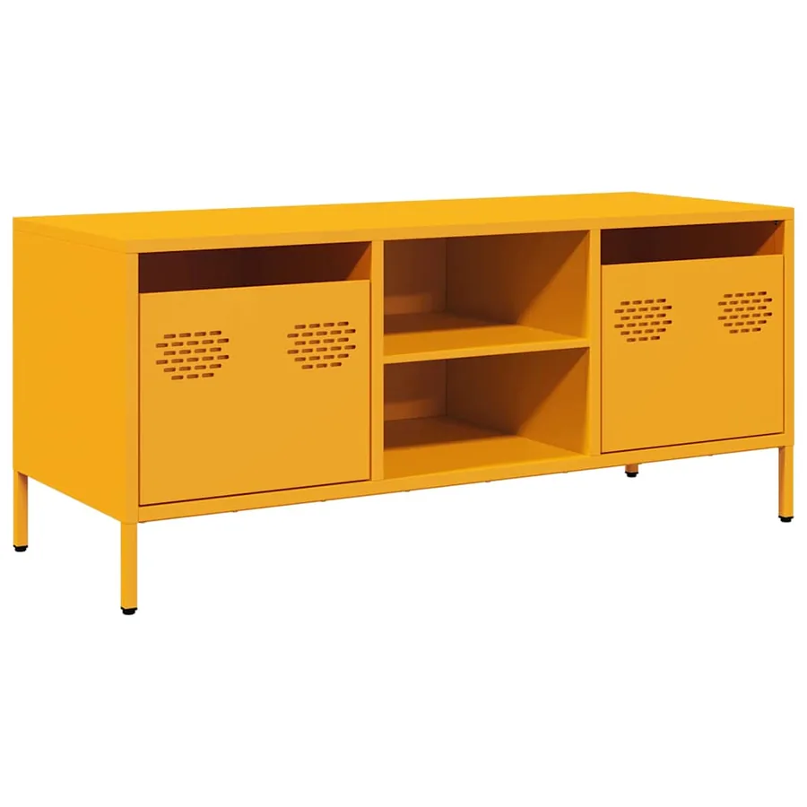 Meuble TV jaune moutarde 101,5x39x43,5 cm acier laminé à froid - 2