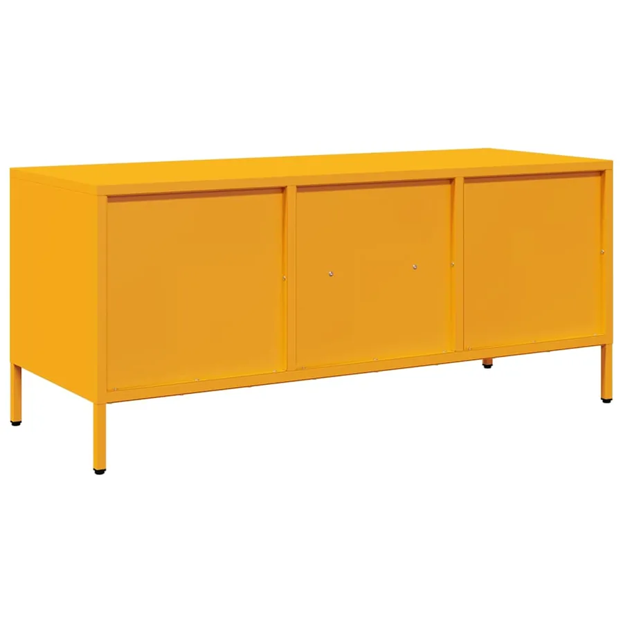 Meuble TV jaune moutarde 101,5x39x43,5 cm acier laminé à froid - 7