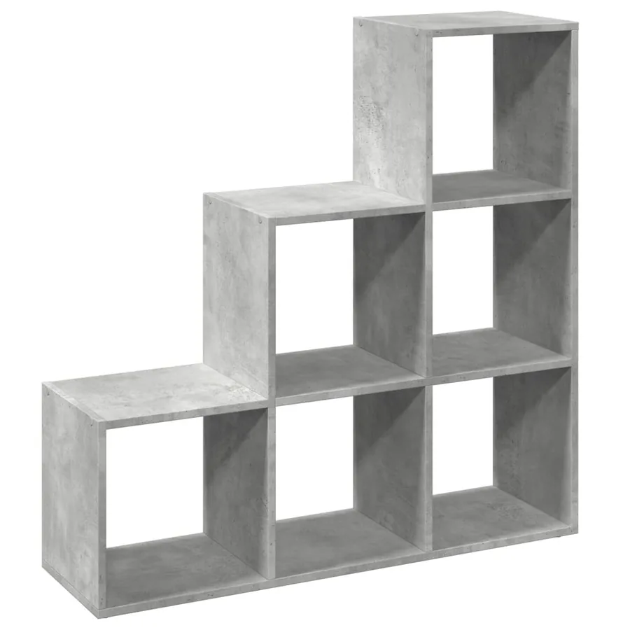 Étagère séparatrice de pièce à 3 niveaux gris béton 99x29x99 cm - 6