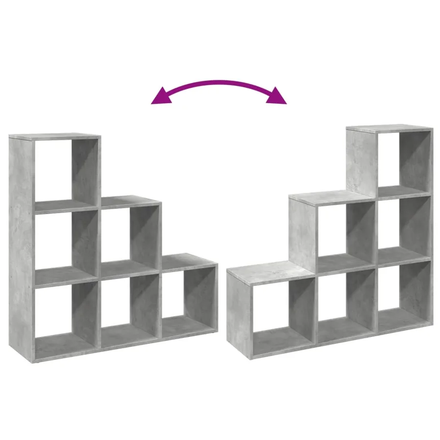 Étagère séparatrice de pièce à 3 niveaux gris béton 99x29x99 cm - 9