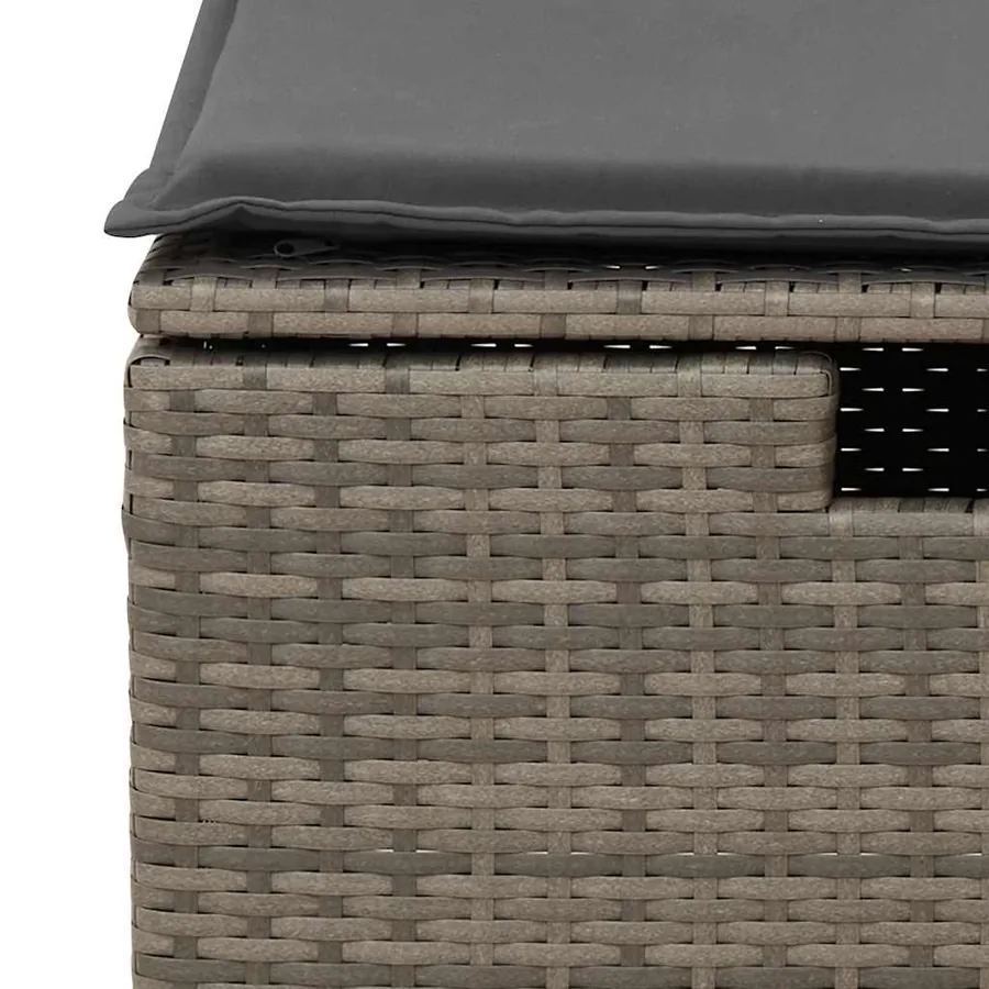 Salon de jardin 6 pcs avec coussins gris résine tressée - 10