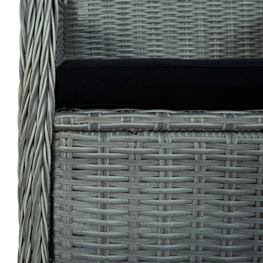 Ensemble à manger 9 pcs avec coussins résine tressée gris clair - 12