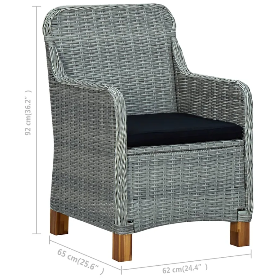 Ensemble à manger 9 pcs avec coussins résine tressée gris clair - 17
